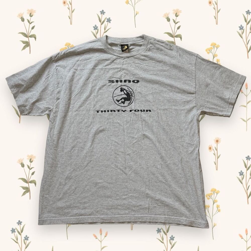 VINTAGE Y2K Shaq Thirty Four Graphic Tee - Size 2XL Grey
